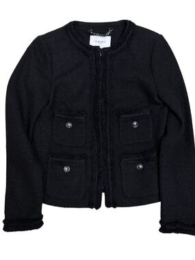 LK Bennett Tweed Black Jacket Luxury Designer Business Casual Coat Womens 4